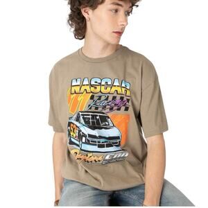 NASCAR Racing Tee Stone Washed Sand Short Sleeve Crew Neck Unisex Large‎